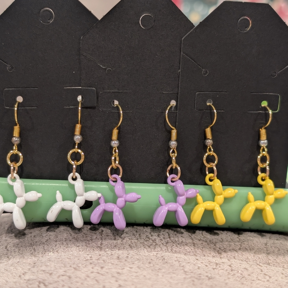Colorful Balloon Dog Earrings